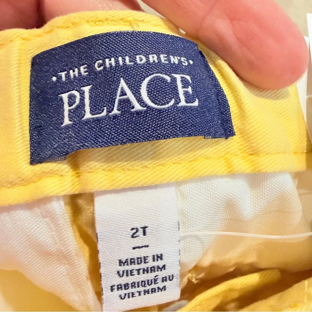 The Children's Place Yellow 100% Cotton Shorts with Navy Belt Sun Valley Size 2T